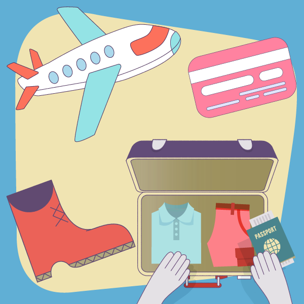 Illustration of things related to the ABCs of travel for locum tenens