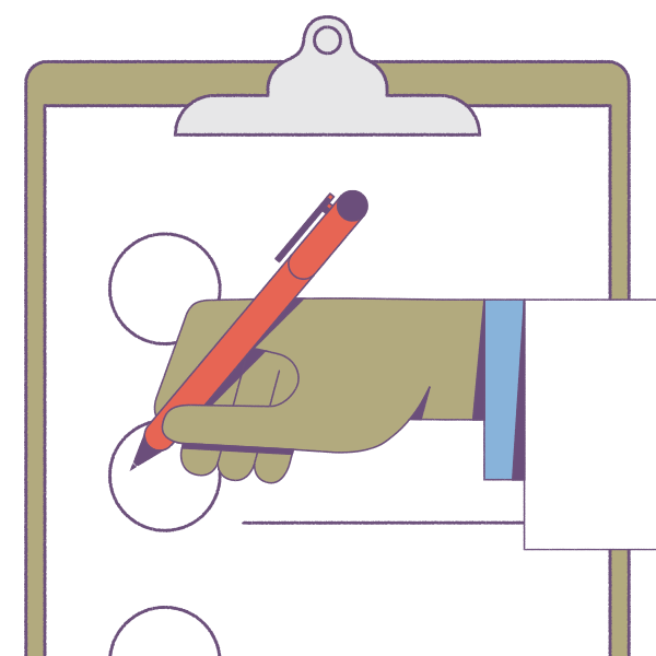 Illustration of hand and checklist