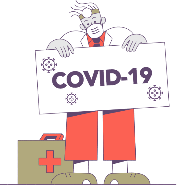 Illustration of physician and COVID-19
