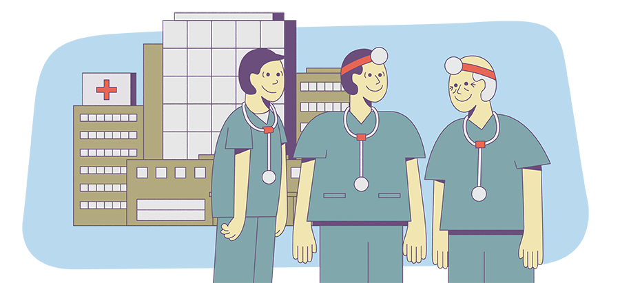 Three physicians three career stages illustration
