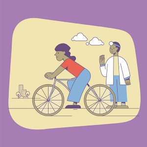 Illustration - physician watching cyclist