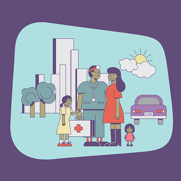 Illustration - locum with family