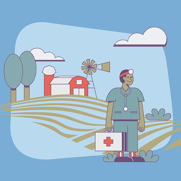 Illustration - physician in rural location