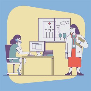 Illustration - locum physician with recruiter