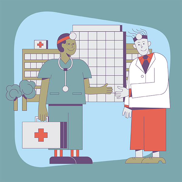 Illustration - physician and locum shaking hands