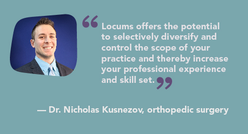 Dr Kusnezov pull quote about benefits of locums