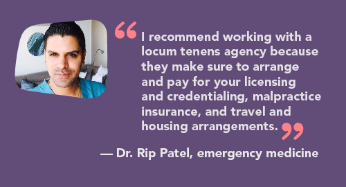 Dr Patel pull quote about working with a locums agency