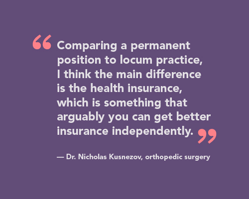 Pull quote Dr Kusnezov on difference bet. perm and locum jobs