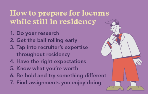 Infographic of tips on working locums out of residency