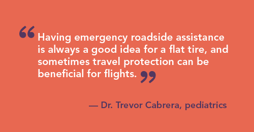 Dr Cabrera pull quote on getting roadside emergency assistance if you're driving as a locum tenens