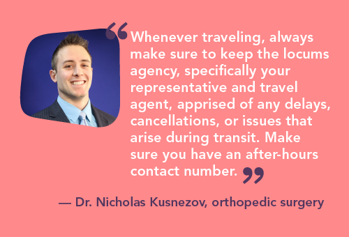 Dr Kusnezov pull quote on staying in contact with your locum tenens agency