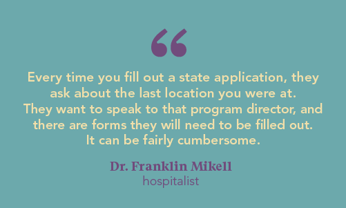 Dr Mikell quote about locum tenens licensing