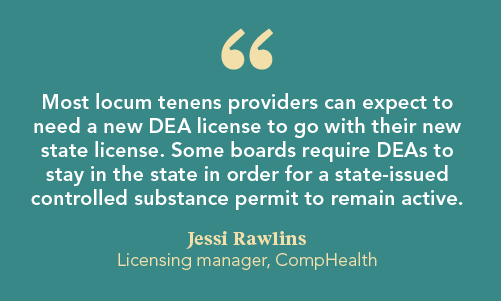 Licensing manager Jessi Rawlins' quote on obtaining a DEA license