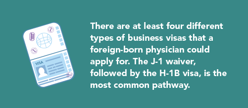 infographic with list of four different types of business visas